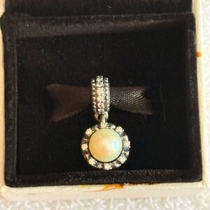 Pandora Everlasting Dangle Silver Pearl Charms for bracelets authentic